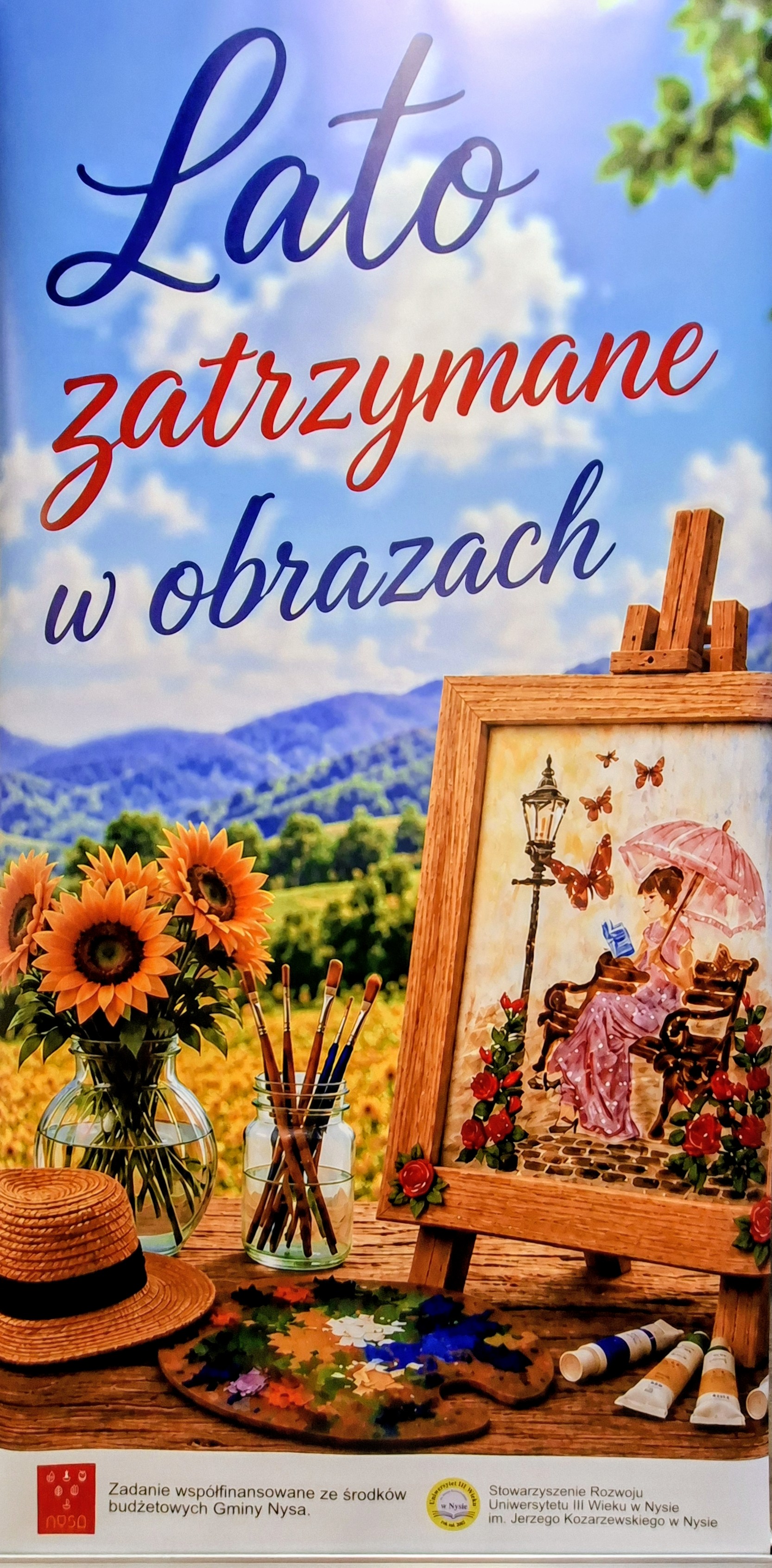 Baner projektu „Lato zatrzymane w obrazach” z informacją o współfinansowaniu przez Gminę Nysa